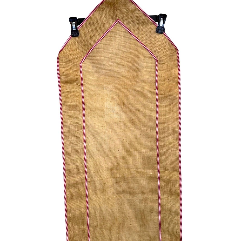 Rustic Jute Burlap Table Runner Red Gingham Check Border 16x72 Farmhouse Decor